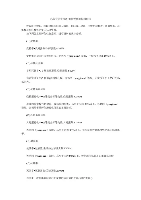 鸡综合饲养管理-衡量孵化效果的指标