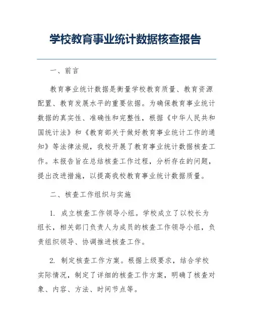 学校教育事业统计数据核查报告