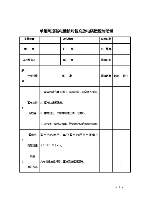 蓄电池充放电记录