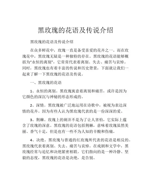 黑玫瑰的花语及传说介绍