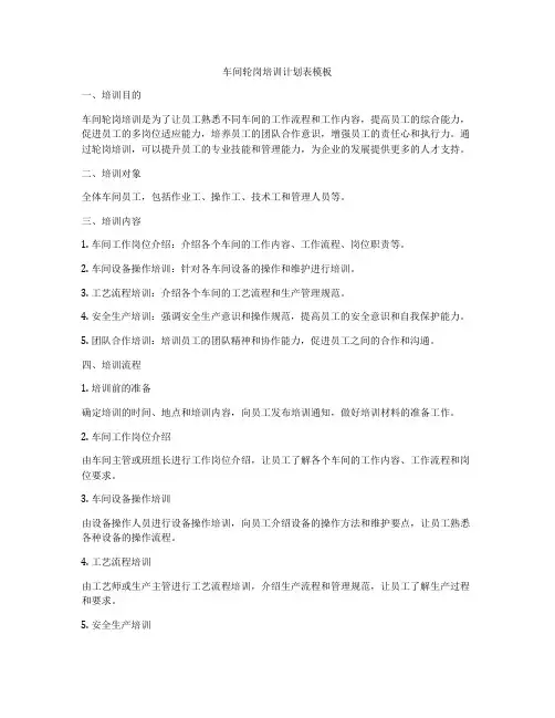 车间轮岗培训计划表模板