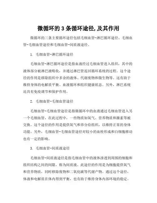 微循环的3条循环途径,及其作用