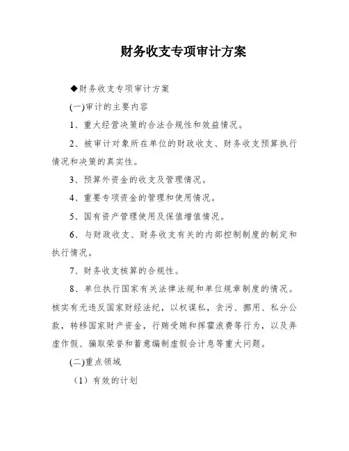 财务收支专项审计方案