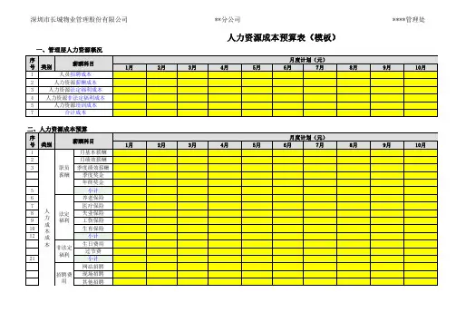 【表格】某公司年度人力资源成本预算表(模板)