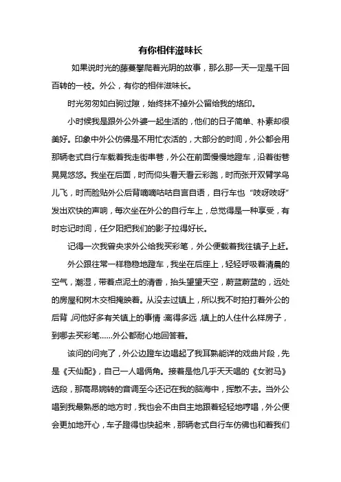 初三作文：有你相伴滋味长作文800字