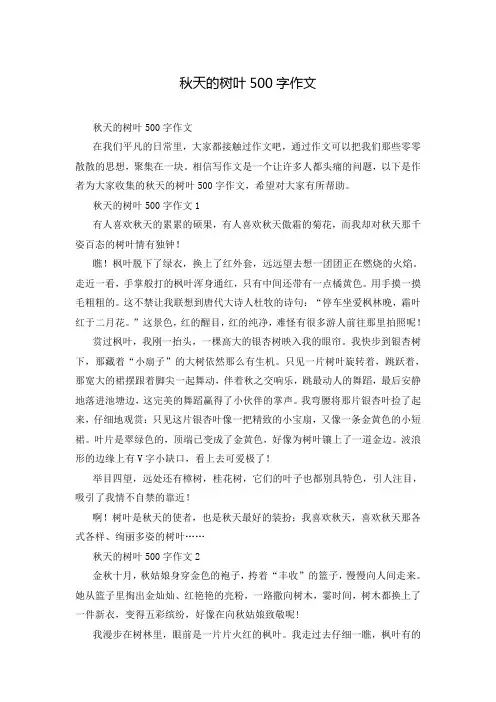 秋天的树叶500字作文