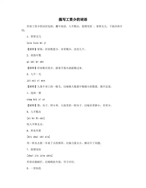 描写工资少的词语