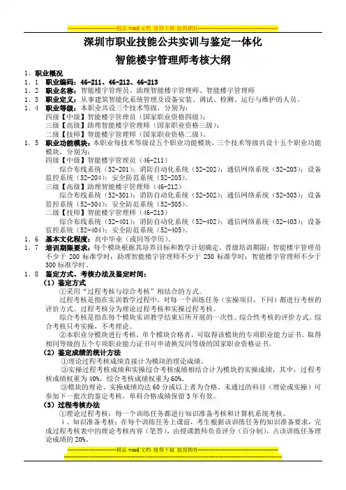 智能楼宇管理师考核大纲