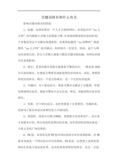关键词排名和什么有关