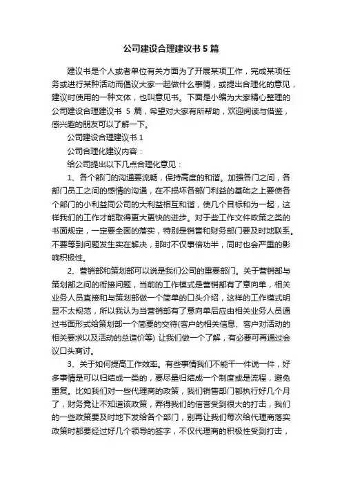 公司建设合理建议书5篇