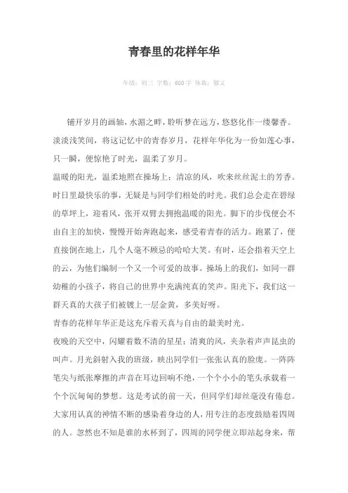 青春里的花样年华600字作文