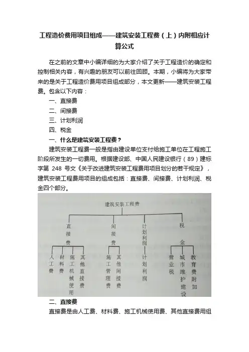 工程造价费用项目组成——建筑安装工程费（上）内附相应计算公式