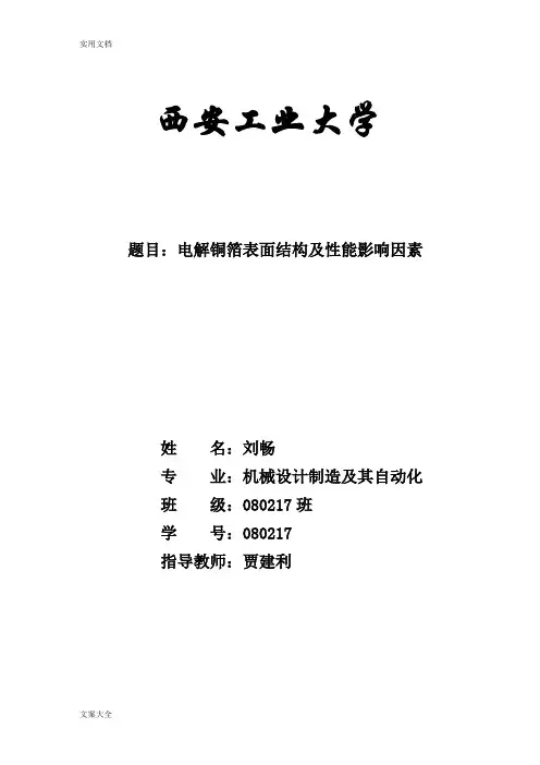 电解铜箔表面结构及性能影响因素