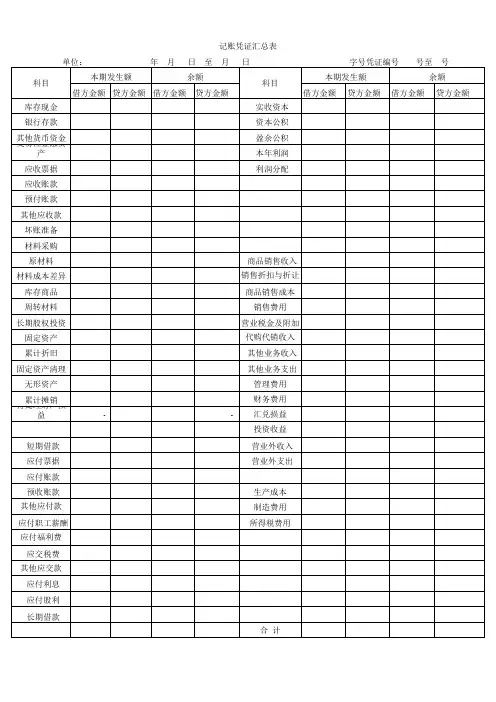 记账凭证汇总表电子版