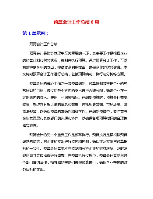 预算会计工作总结6篇