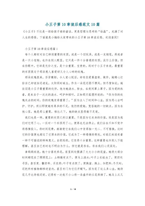 小王子第10章读后感范文10篇