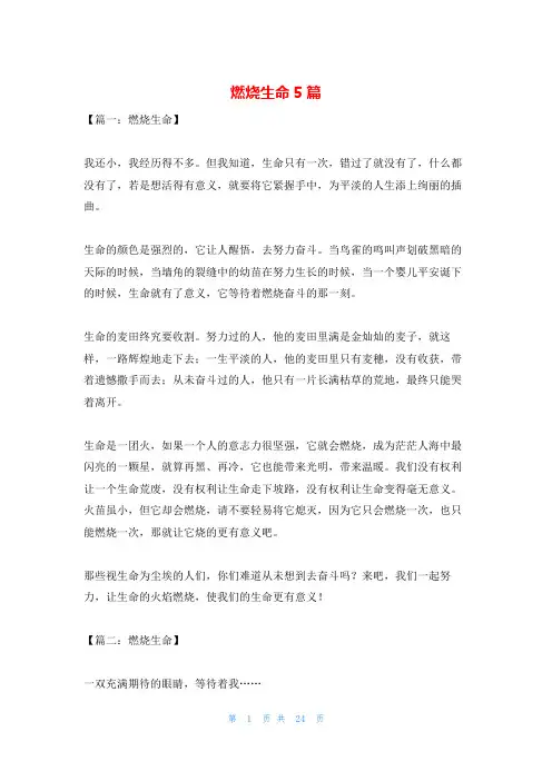 燃烧生命5篇