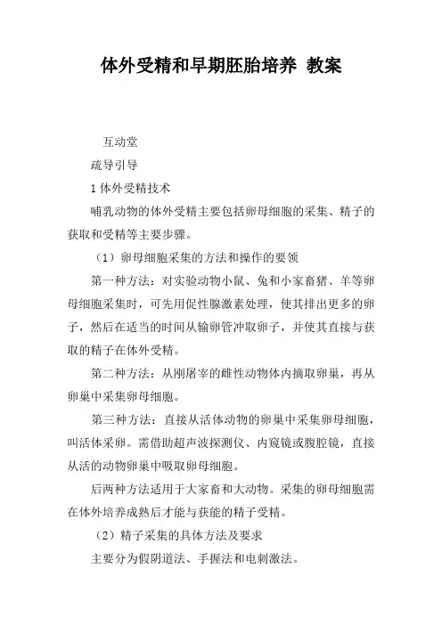 体外受精和早期胚胎培养 教案