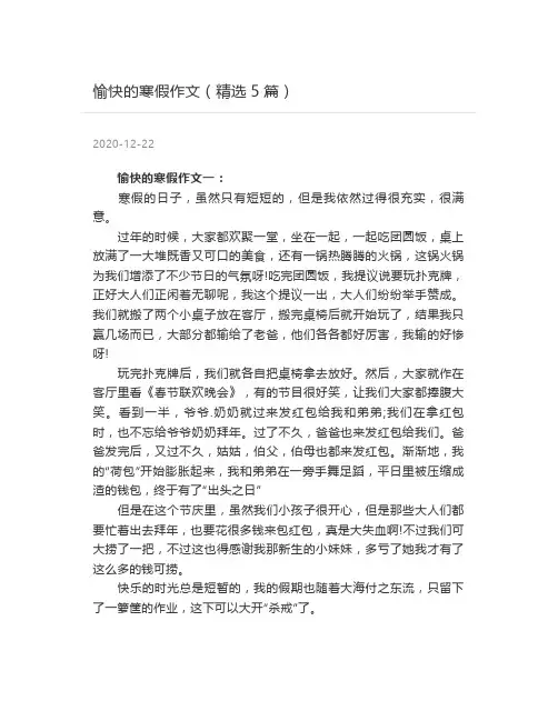 愉快的寒假作文(精选5篇)
