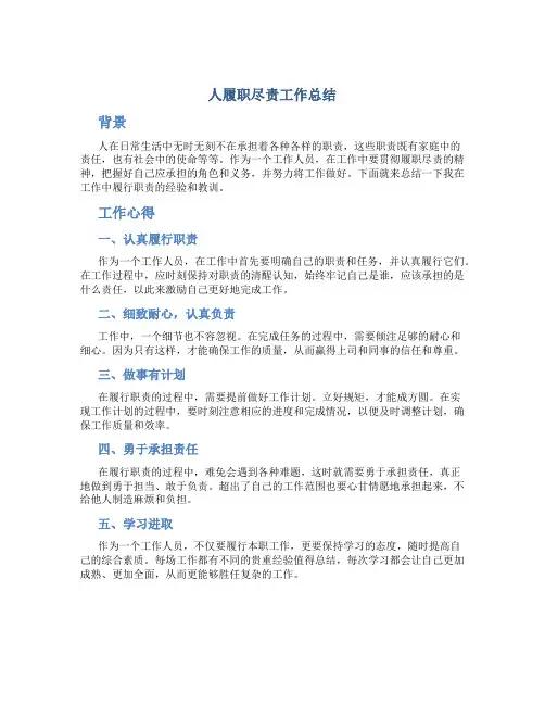 人履职尽责工作总结
