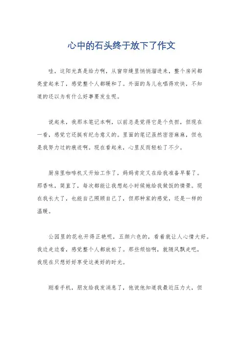 心中的石头终于放下了作文
