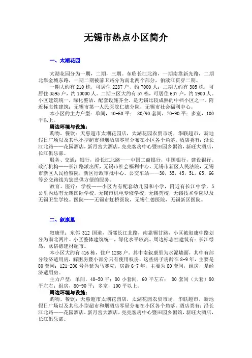 无锡市热点小区简介