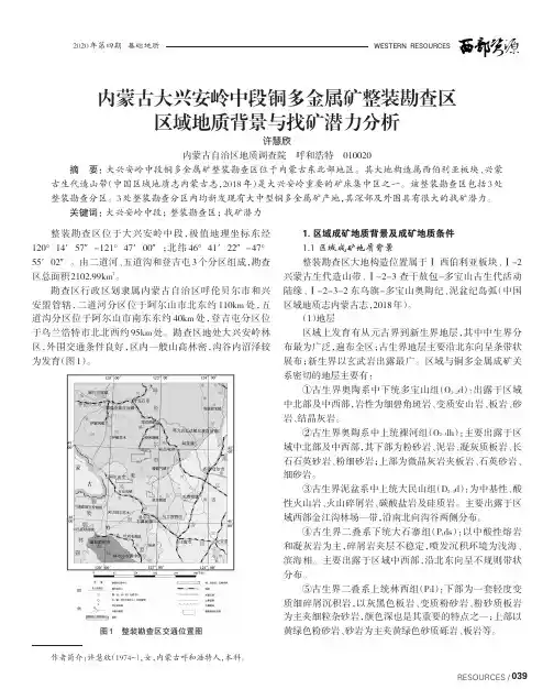 内蒙古大兴安岭中段铜多金属矿整装勘查区区域地质背景与找矿潜力分析