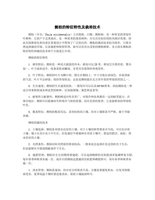 侧柏的特征特性及栽培技术