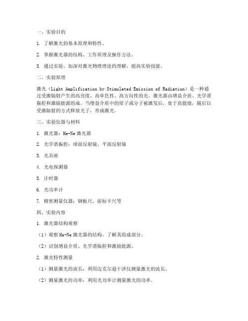 激光物理实验报告