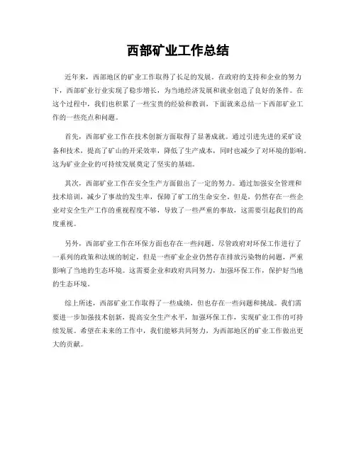 西部矿业工作总结