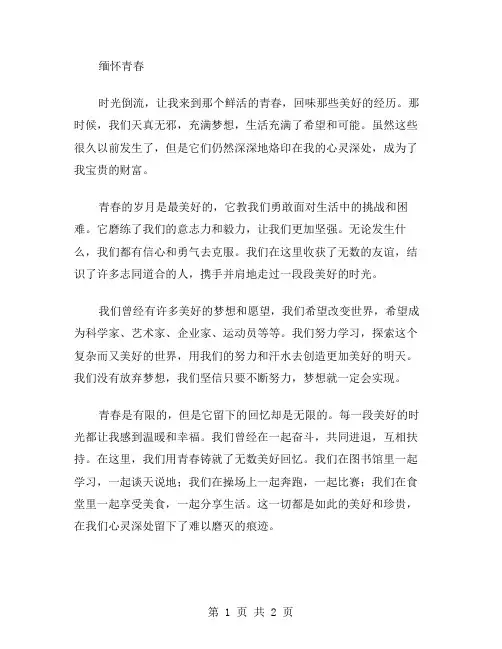 缅怀青春作文范文
