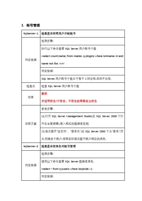 SqlServer数据库基线检查