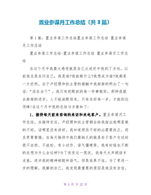 置业顾问月工作总结(共3篇)