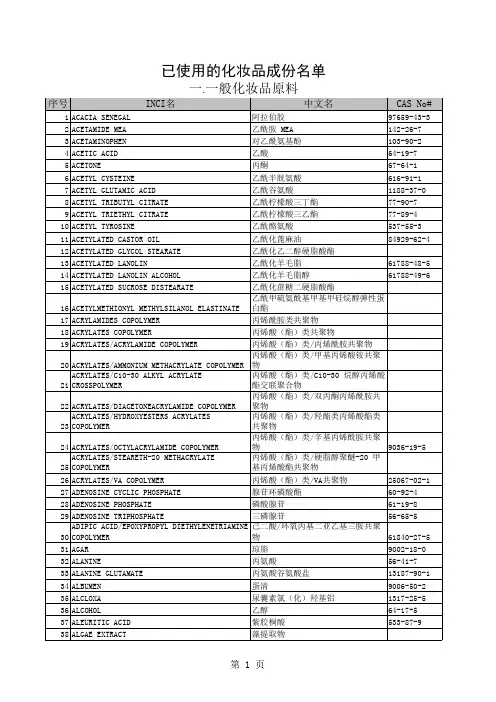 中国已使用的化妆品成份名单(2003)