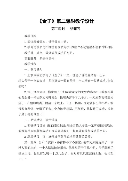 金子第二课时教学设计
