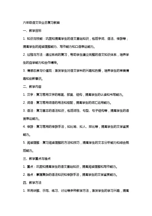六年级语文毕业总复习教案