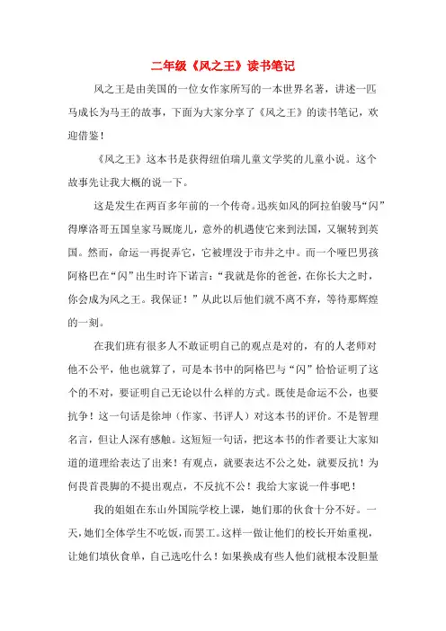 二年级《风之王》读书笔记