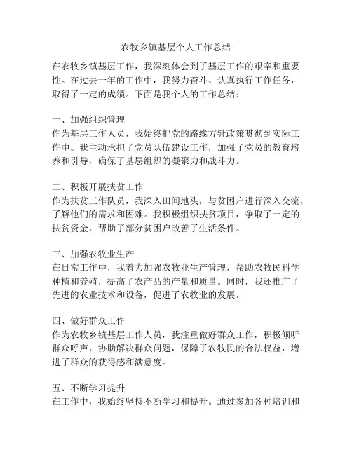 农牧乡镇基层个人工作总结