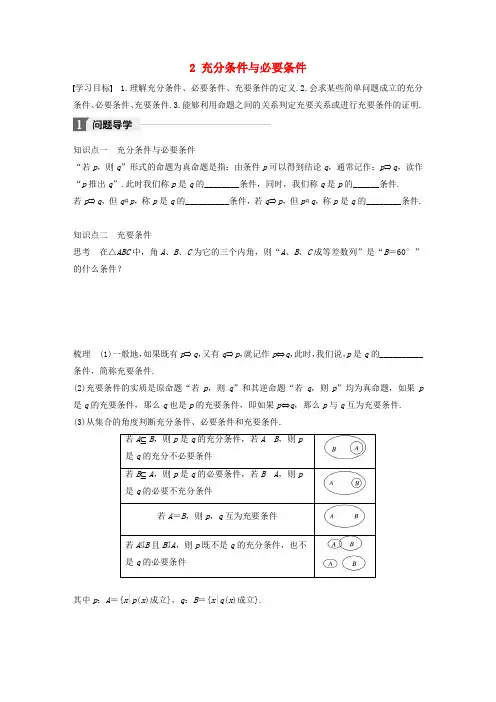 2017_18版高中数学第一章常用逻辑用语2充分条件与必要条件学案北师大版选修
