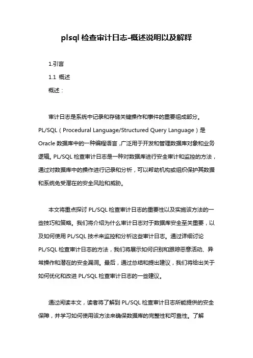 plsql检查审计日志-概述说明以及解释