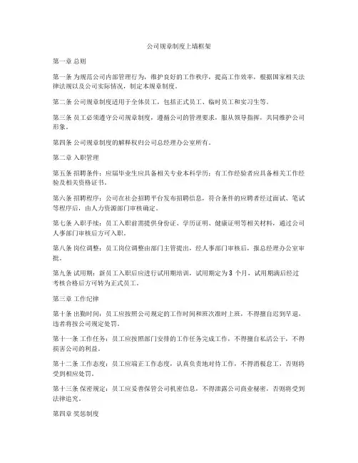 公司规章制度上墙框架