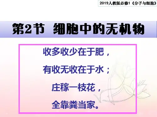 【新教材生物】《细胞中的无机物》ppt精品教学1