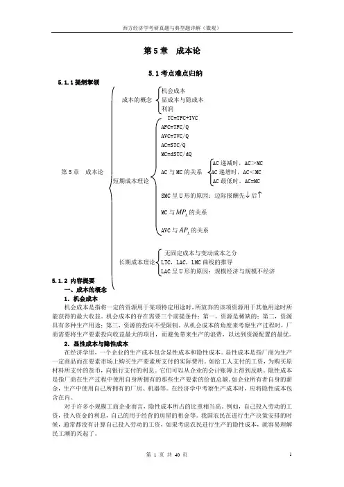 西方经济学考研真题与典型题详解(微观)第5章 成本论
