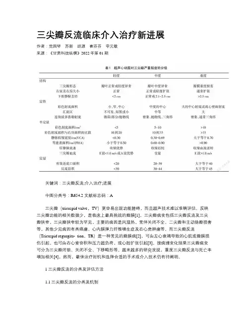  三尖瓣反流临床介入治疗新进展