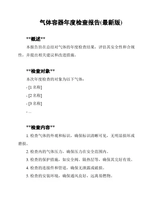 气体容器年度检查报告(最新版)