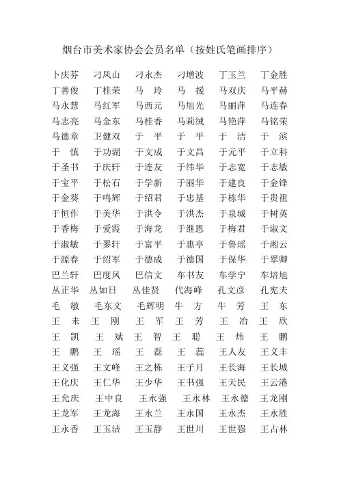 烟台美协会员名单