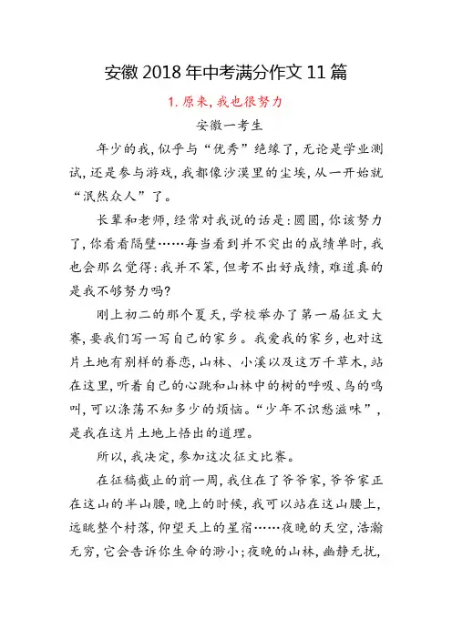 安徽2018年中考满分作文11篇