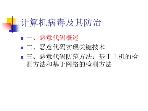 计算机病毒及其防治 信息安全概论课件与复习提纲