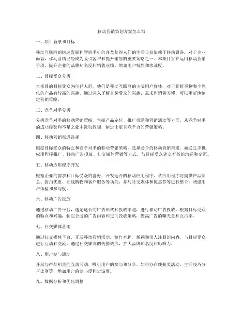 移动营销策划方案怎么写