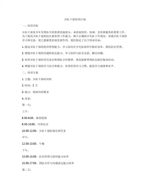 少队干部培训计划